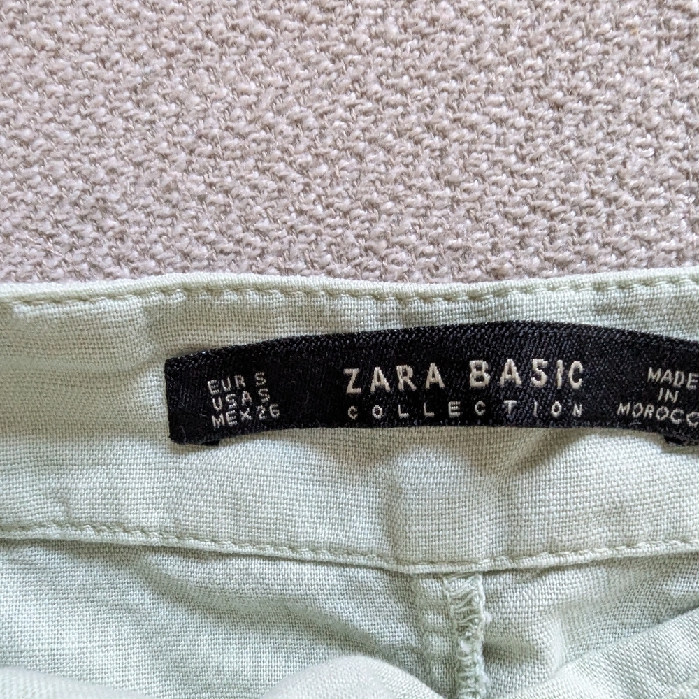 Zara Light Green Linen Ruffled Wrap Skirt - Picture 5 of 7